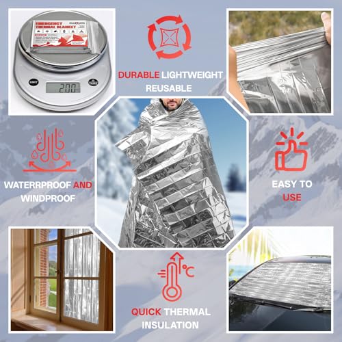 SecuCaptain Survival Emergency Thermal Blankets: 30 Pack Extra Large 84” x63” Space Mylar Blanket Kit for Outdoor Cold Winter Camping Hiking Car Bug Out Bag or First Aid - color: Sliver, size: 30 Pack