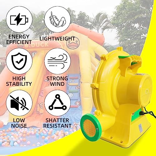 750W Bounce House Blower, Powerful Air Blower for Inflatables, Portable Bubble House Blower Pump Fan for Inflatable Bouncy Castle, Jumper, Water Slide, Leaf Blower Corded(750Watt 1HP) - style: 750W 1HP