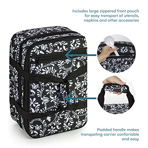 Dawhud Direct Insulated Casserole Carrier for Hot or Cold Food - Portable Casserole Dish Carrier with Handles - Black and White Design - 13 x 8 x 4 Inches Food Warmer Bag for Travel and Picnics - color: Black