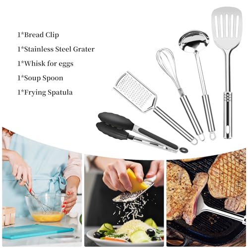 Camping Cooking Utensils Set, Stainless Steel Grill Tools, Camping BBQ Cookware Gear and Equipment for Travel Tenting RV Van Picnic Portable Kitchen Essentials Accessories - color: Black-16 PCS