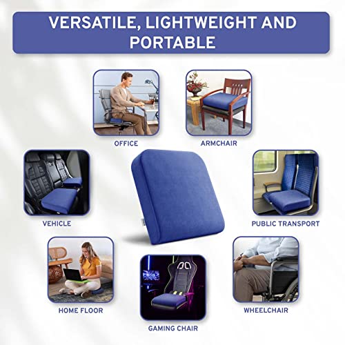 ComfySure Extra Large Wheelchair Seat Cushion - Firm Memory Foam Chair Pad for Wheelchair, Recliner, Office, Car & Bariatric Overweight Users 19”x17”x3” - color: Navy
