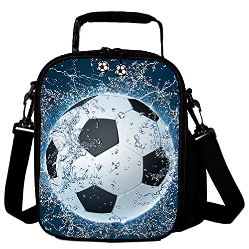 Lunch Tote, 2019 Upgrade Insulated Football Lunch Bag- Waterproof Reusable Lunch Box Portable Meal Bag Ice Pack for Kids Boys Girls -Blue - color: Football Blue