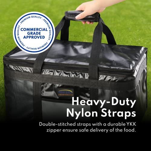 New Star Foodservice Commercial Insulated Food Delivery Bag, Full Size, 21.5 x 11 x 12.5 Inch, Black - size: 21.5" W x 11" H x 12.5" D
