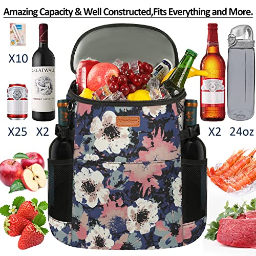 Camping Cooler Backpack 30 45 Cans, Soft Backpack Coolers Insulated Leak Proof Travel Cooler Bag Waterproof Lunch Picnic Beach Work Trip Thermal Bag Drink Beverage Beer Bag Cooler - color: Floral Painting, size: 30 Cans
