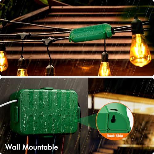 RESTMO 5-Piece Outdoor Waterproof Electrical Box Set – 12.5" x 8.5" x 5" Large & 7.1" x 2.3" x 2.3" Small, Weatherproof Boxes for Power Strip, Outlet, Plug, Socket, Timer, Holiday Light, Green - color: Green