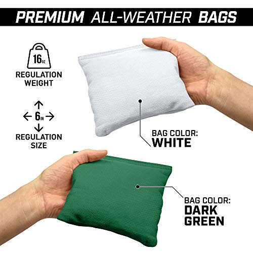 GoSports 4 ft x 2 ft Regulation Size Wooden Cornhole Boards Set with Light Brown Finish - Includes Carrying Case and Bean Bags - color: Dark Green & White, size: 4 ft x 2 ft