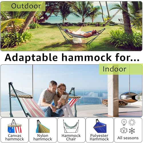 Tranquillo Sturdy Steel Hammock with Stand Premium Cotton Canvas Hammock, 600 lbs Capacity Hammock Stand Folding, Portable 30-Second Fold Unfold, for Camping, American Flag - color: 2. American Flag