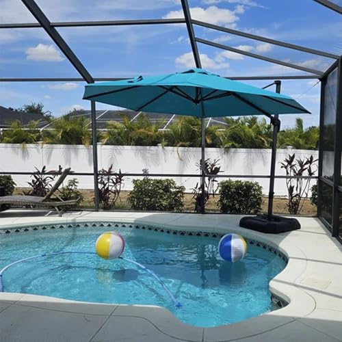 PURPLE LEAF 11 Feet Patio Umbrella Outdoor Cantilever Round Umbrella Aluminum Offset Umbrella with 360-degree Rotation for Garden Deck Pool Patio, Turquoise Blue - color: Turquoise Blue, size: 11 Feet, style: Standard