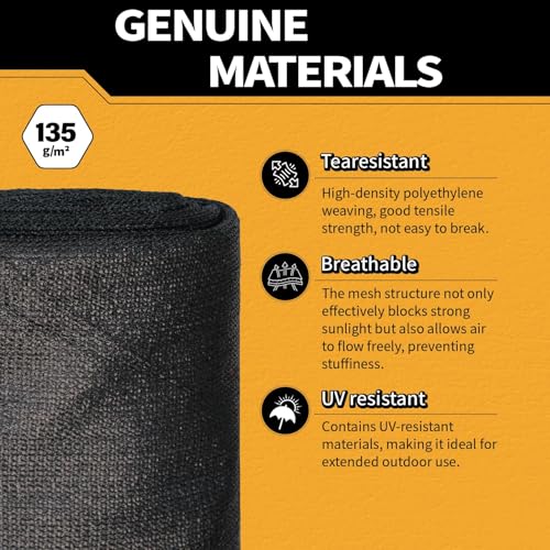 4x50Ft Garden Privacy Fence Screen, 145GSM Heavy Duty 90% Blockage Windbreak Mesh Tarp with Reinforced Edges & Anti-Rust Grommets, Includes Zip Ties for Garden, Yard, Backyard, Outdoor, Black - color: Black, size: 4' x 50'-Finished Size
