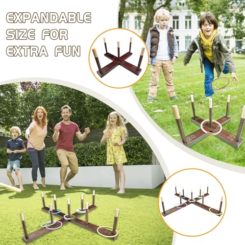 Westant Ring Toss Game Outdoor - 33" Extra Large Outdoor Games for Adults and Family, Beechwood Giant Backyard Games, Ring Toss Game for Adults and Kids with 30 Rings & Carrying Bag - color: Chestnut