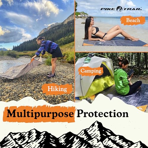 Pike Trail - Outdoor Pocket Blanket - Lightweight, Durable and Waterproof Blanket - Beach, Hiking, Picnic and Camping Essentials - 60” x 56” - Gray - color: Grey/Orange