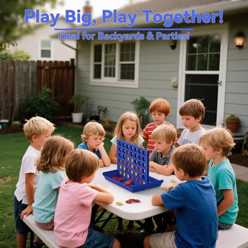 Pup Go Big Size 4 in a Row Game for Kids Ages 3 for Boys Girls Teens, Family Tabletop Games Indoor & Outdoor for Yard, Lawn, Camping, Party, Foldable Design with 6 Spare Discs - color: Big Size