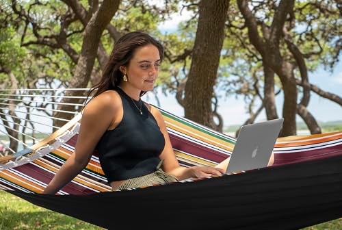 SUPERJARE Hammock with Stand, 2 Person Heavy Duty Hammock Frame, Detachable Pillow & Strong Curved-Bar & Portable Carrying Bag, Perfect for Outdoor & Indoor - Maple-Leaf Red - color: Maple-leaf Red