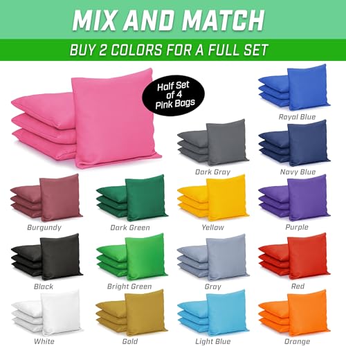 GoSports Classic Cornhole Bean Bags Set of 4-16 Colors Available - Regulation All Weather, Mix and Match - color: Pink, size: 6 X 6"