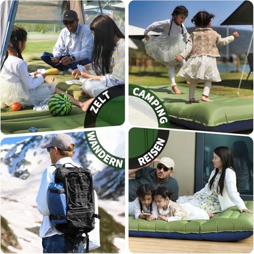 Myxslop Camping Sleeping Pad, Thick 5 Inch Camping Mat with Pillow Built-in Foot Pump Ultralight Inflatable Sleeping Pads for Camping, Backpacking, Hiking, Tent - color: Green