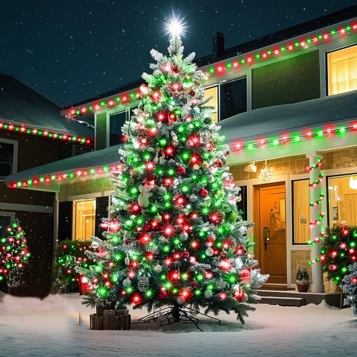 KNONEW Outdoor Christmas Lights 500 LED 197ft String Lights 8 Modes & Memory Fairy Light Plug in Waterproof LED String Lights for Xmas Yard Tree Wedding Decoration (Red and Green) - color: Red and Green, size: 197FT 500 LED
