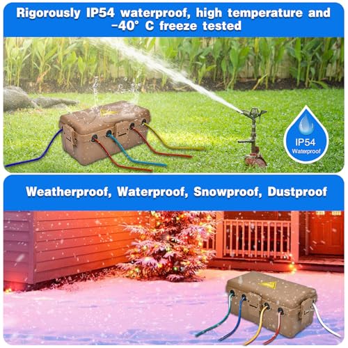 Hrensaw Medium Outdoor Electrical Box(10.6x5.5x4.5inch),Weatherproof Connection Box w/6 Cable Entry,IP54 Waterproof Extension Cord Cover Protect Power Strip,Timer,Plug,Holiday Lights,Brown - color: Brown, size: Medium