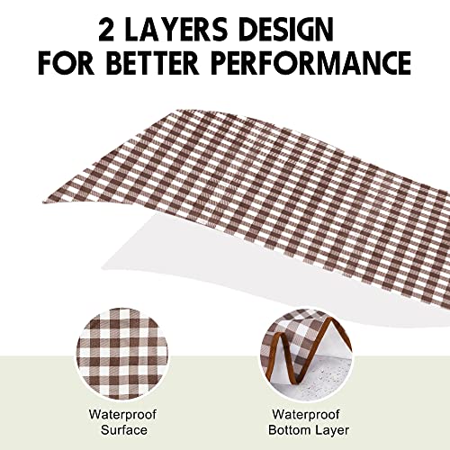 SAMSIER Outdoor Picnic Blankets Waterproof Foldable Sandproof, Large Gingham Cute Picnic Mat Washable Portable for Park Beach Camping Courtyard (Brown, 60"×80") - color: Brown, size: 5' x 6'8" (Rectangular)