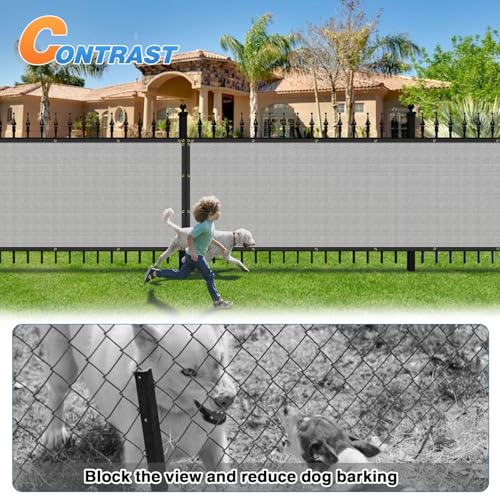 TANG 4' x 12' Privacy Fence Screen Grey Shade Cloth with Grommets, Chain Link Fence Panels Outdoor Mesh Fabric Fencing, Balcony Windscreen Cover,Temporary Garden Fencing for Yard Deck Pool - color: Gray, size: 0 4' x 12'