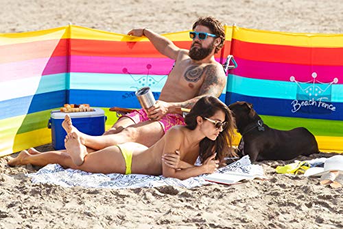 Premium 20 ft Beach Windscreen, Privacy Screen, Wind Blocker - Beach Colors, Free Rubber Mallet and Carry Bag Included - color: Beach Colors