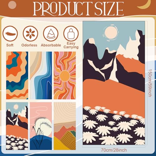 Peryiter 6 Pcs Boho Oversized Microfiber Beach Towels 59 x 28 Inch Sand Free Quick Dry Large Pool Towels Absorbent Camping Travel Blanket Set for Women Men Bath Beach - color: Earthy Color, size: 59 x 28 Inch, style: Boho Style