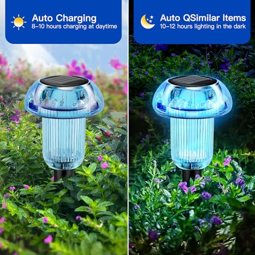 Easter Solar Pathway Lights Outdoor Decorative 4 Pack, Blue LED Mushroom Solar Lights Outdoor Waterproof Solar Powered Decor for Yard Driveway Patio, Valentines Day Halloween Christmas Garden Decor - color: 4-Pack Blue