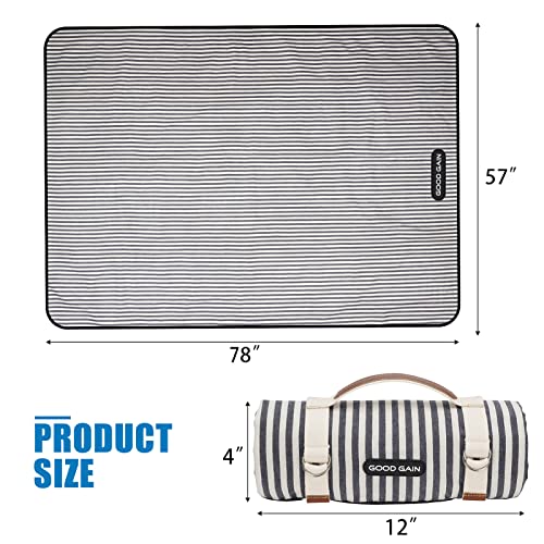 G GOOD GAIN Waterproof Picnic Blanket Portable with Carry Strap for Beach Mat or Family Outdoor Camping Party (Navy Blue) - color: Nave Blue
