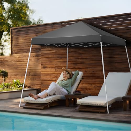 6x6ft Pop Up Canopy Tent,Portable Home Use Waterproof Folding Tent,Easy Up Gazebo Canopy Tents,Commercial Beach Tents,with Carry Bag,for Outdoor Patio Camping Wedding Party BBQ Garden (Dark Grey) - size: 6x6ft