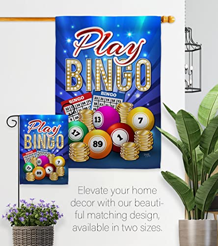 Breeze Decor Play Bingo Garden Flag Set with Stand Interests Games Bunco Night Dice Poker Hobbies Leisure Activity House Decoration Banner Small Yard Gift Double-Sided, Made in USA - size: Garden Flag Set 13"x 18.5" w/ Flagpole