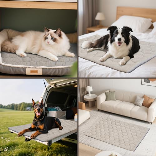 Dog Cooling Mat, Breathable Cooling Mat for Dog Pet Blanket, Washable Cooling Pad for Dogs & Cats, Summer Relief Greige Neutral Decor Mat for Crate, Floor and Car, Taupe, Size B (48"L x 28"W) - color: Taupe, size: Size B (48.0"L x 28.0"W x 0.9"Th)