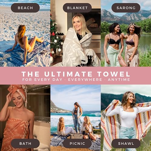 FESHKA Sand Free Turkish Beach Towel (37 x 67) Quick Dry Bath Towel, Oversized Beach Blanket, Lightweight for Travel - Made with 100% Organic Turkish Cotton - Lovesong (Pink) - color: 40 - Pink