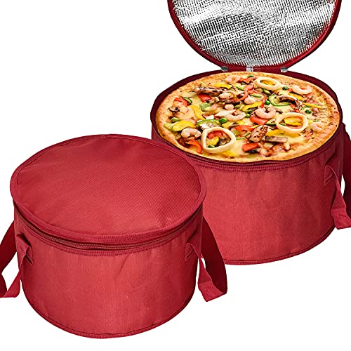 Yalin 2 Pack 12.5X7.8 Inch Round Lunch Bags, Insulated Thermal Pastry and Pie Carrier, Reusable Cake Cooler and Casserole Carrier Bags for Potluck, Picnics Food Delivery (Red Color) - color: Red Color