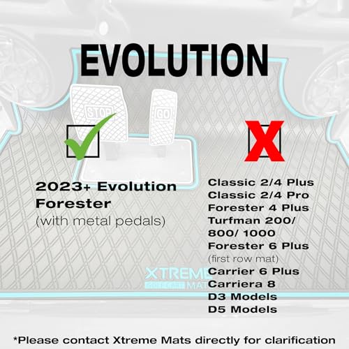 Xtreme MATS Rubber Double Diamond Golf Cart Floor Mat– Fits 2023+ Evolution Forester Models with Metal Pedals Only - Heavy-Duty Custom Fit All-Weather Floor Liner
