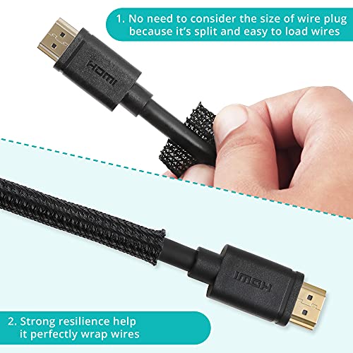 ZhiYo 20ft - 1/4 inch Cable Sleeve, Cord Wrap Wire Protector Tubing for Pets, PC Cable Wrap, Computer Cable Management Sleeve - Black - color: Black, size: 20ft, 1/4''