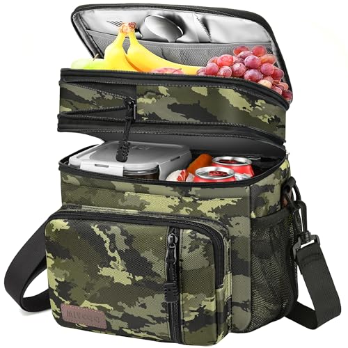 MIYCOO Lunch Bag & Lunch Box for Men Women, Double Deck Leakproof Insulated Soft Large Adult Camping Cooler bag for Work, Beach, Picnic, Travel (Camouflage, 15L) - color: Camouflage