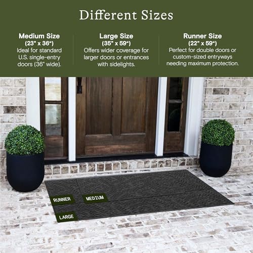 WaterHog Boxwood Front Door Mat Indoor Outdoor Entrance, Absorbent All-Weather Doormat with Non-Slip Rubber Backing, Dirt & Moisture Trapper, Low Profile & Easy Clean, Made in USA, 35"x59" Charcoal - color: Charcoal, size: Large 35"x59" (3'x5')