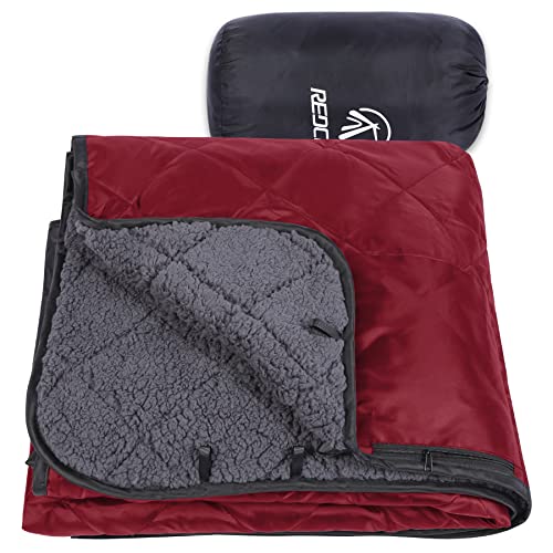 REDCAMP Large Warm Blanket with Sherpa Lining, Cold Weather Outdoor Blanket Windproof for Camping Stadium, Machine Washable 79"x 79" Red - color: 79"x 79" Red
