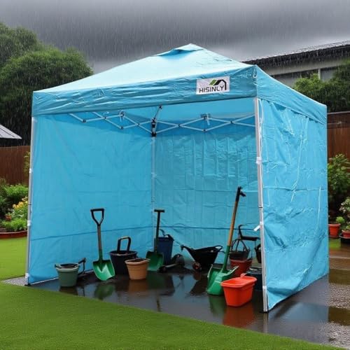 8x8ft Pop Up Canopy Tent with Removable Sidewall, Instant Shade Canopy with Vented Roof for Patio Outdoor Camping with Wheel-Bag, 4 Sand Bags, 8 Stakes, Sky Blue - color: Sky Blue