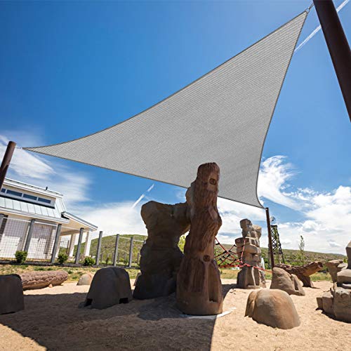 5' x 7' x 9' Grey Sun Shade Sail Triangle Canopy, 95% UV Blockage Awning Shelter Fabric Cloth Screen for Patio Outdoor Backyard - Heavy Duty Commercial Grade (Custom Size - Made in USA) - color: Gray, size: 5' x 7' x 9'