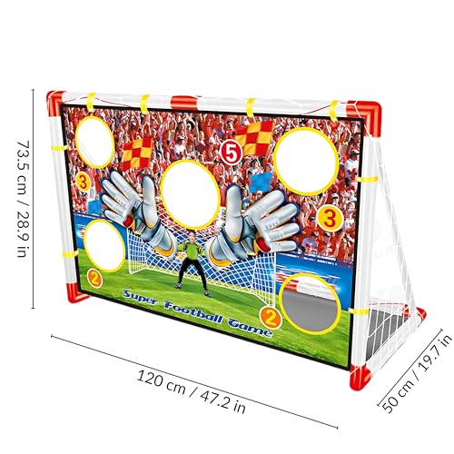 Kids Soccer Goal – 2 in 1 Soccer Goal with Target Net, Portable Soccer Goals for Backyard & Indoor Play, Small Soccer Goals 4' x 2.4' ft – Toddler Fun Training Set for with Ball Ages 3+