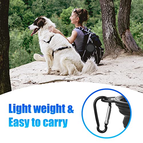 Dog Bowl Pet Collapsible Bowls, 2 Pack Collapsible Dog Water Bowls for Cats Dogs, Portable Pet Feeding Watering Dish for Walking Parking Traveling with 2 Carabiners (Small, Black+Black) - color: Black+Black, size: Small
