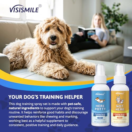Dog Potty Training Spray Kit: Here Potty Trainer & Not Here Bitter Deterrent Spray - Anti Chew Stop Peeing Urine Marking - Indoor & Outdoor Grass Pad Toilet Spot Odor Repellent for Puppies Dogs
