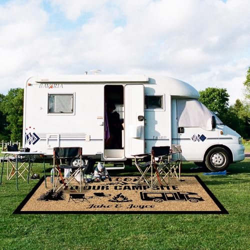Custom Outdoor Rug for Camping Making Memories RV Trailer Decor Camping Rug for Outdoors, Backyard, Patio, Picnic, Beach, 55 x 95 Inch, 23 RV Optional - color: Making Memories, size: 4'7" x 7'11" (Rectangular)