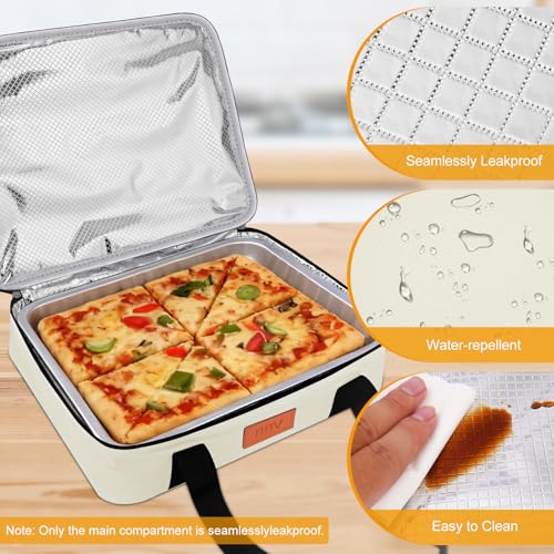 BBV Insulated Casserole Carrier for Hot or Cold Food, Food Warmer Bag Fits 9"x13" Baking Dish, Durable Nylon Leak Proof Food Containers for Travel, Potluck, Parties, Picnic, Cookouts (Beige) - color: Beige