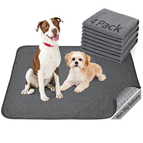 Washable Pee Pads for Dogs, 24x36 4 Pack Reusable Whelping Pads, Absorb Dog Mats Non-Slip Puppy Training Pads for Whelping, Potty, Training, Playpen, Crate - size: 24"x36"-4PACK