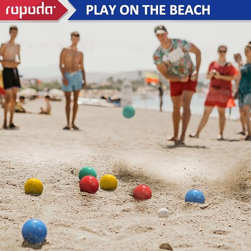 ropoda 90mm Bocce Ball Set, Lighter Bocce Ball for Beginners with 8 Balls, Pallino, Case and Measuring Rope for Backyard/Beach/Lawn, Composite Plastic for Kids Teens Beginners - size: 90mm