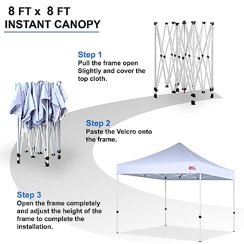 MASTERCANOPY Pop Up Canopy Tent Commercial Grade Instant Shelter (8x8, White) - color: White, size: 8x8