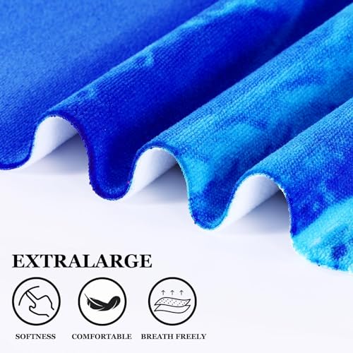 2 Packs Oversized Beach Towel Set Extra Large Big XL Pool Camping Swim Clearance Towels 36x72 Soft Blanket Cruise Essentials Accessories Must Haves Vacation Necessities Adult Blue Flower Stripe - color: Blue Flower Stripe