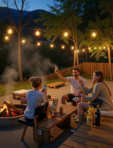 Larkvue 25FT Solar String Lights Outdoor with Remote, Waterproof Dimmable 3 Modes Patio Lights with 10+1 LED Shatterproof G40 Bulbs for Wedding-Brown - color: Brown