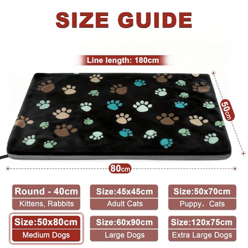 GOLOPET Dog Heating Pad 32x20in with Smart Thermostat Switch and Power Line Protection Tube,Obtained MET and UL Dual Certification,Waterproof Pet Heating Pad for Dogs with Plush Fabric Cover-Black - size: 32.0"L x 20.0"W x 0.5"Th